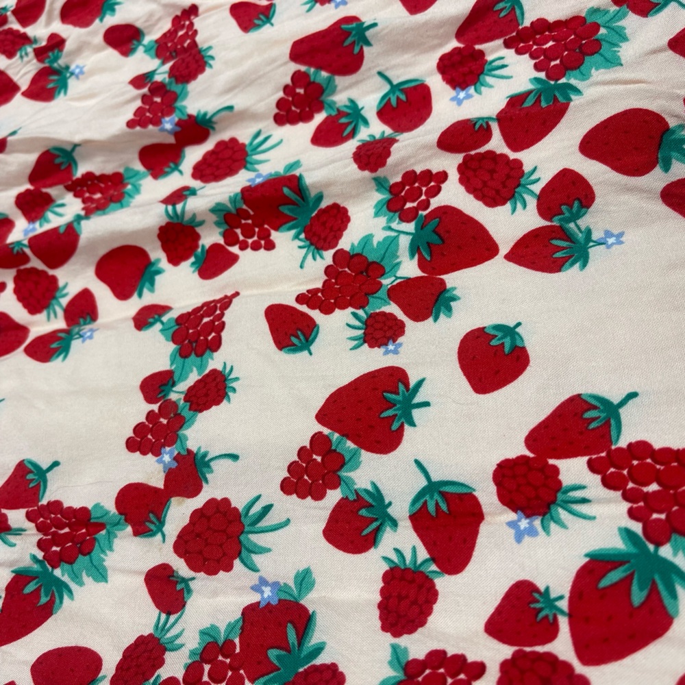 Betsey Johnson Strawberry Dress Med Smocked Prairie Country Cottagecore Granny - Picture 2 of 12